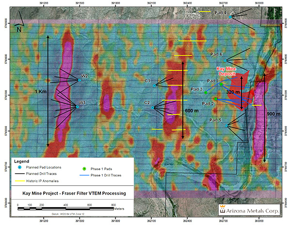 Plan view of proposed Kay Mine Phase 2 drill program