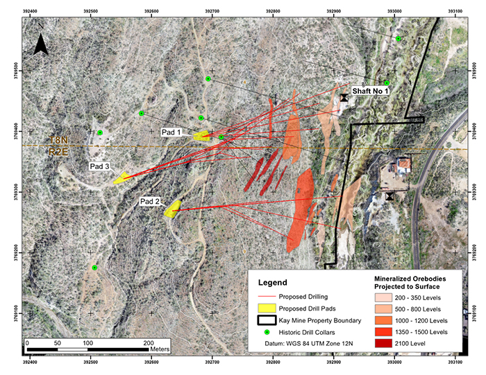 Kay Mine proposed 6,000m drill program, plan view